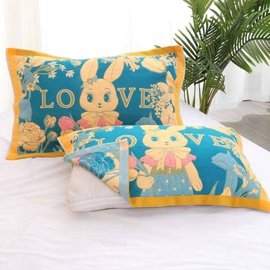 纱布棉枕巾加大加厚家用纯棉纱布现代枕头巾学生耐脏回礼情侣四季