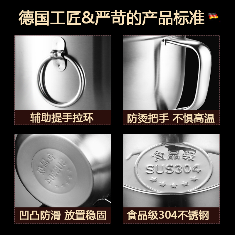 304不锈钢泡面碗食品级加厚大容量快餐杯学生上班族食堂打饭饭盒 - 图2