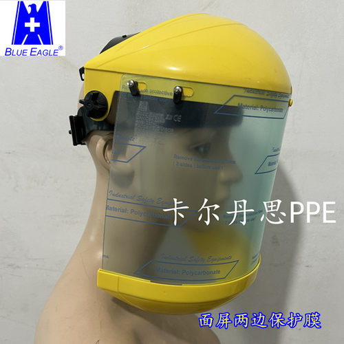 蓝鹰头戴式防护面屏防飞溅防化面罩防冲击面屏B1+FC48面板PC透明 - 图3