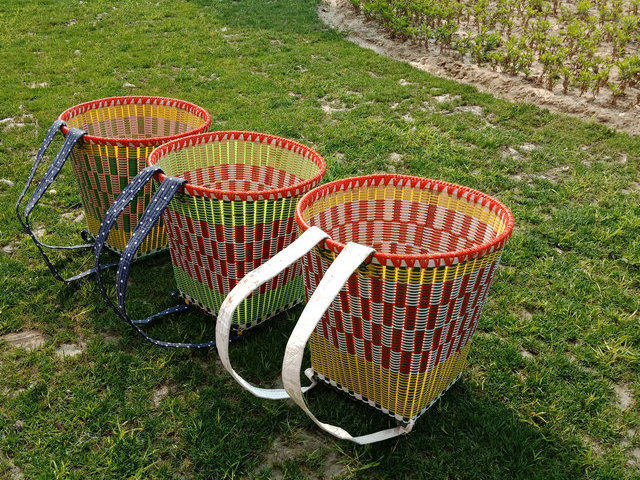 Colorful movies to buy groceries and pick pure handmade bamboo weaving