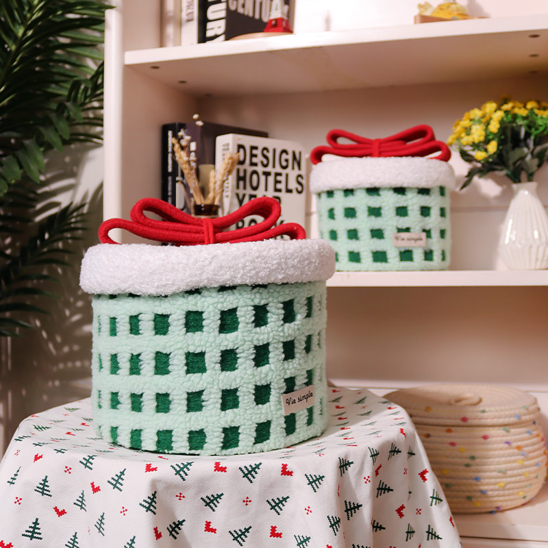 新年礼物盒棉线收纳筐儿童零食玩具置物羊羔绒大容量春节撞色礼盒,淘宝优惠券,粉丝福利购,淘宝优惠卷