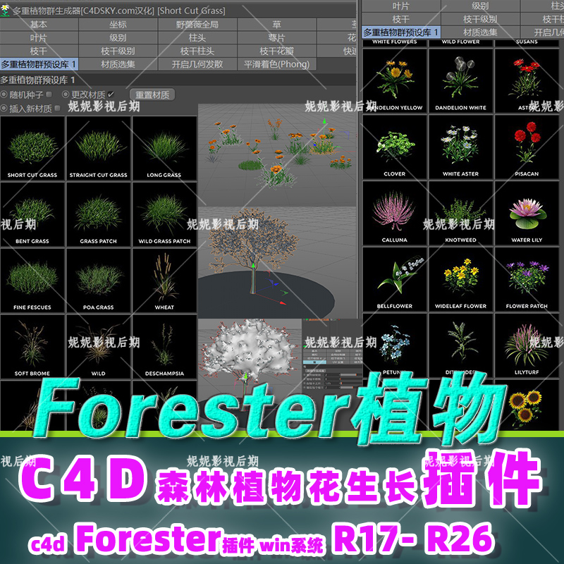 c4d植物插件 Forester插件 c4d森林植物生长插件 仅限win R17-R26 - 图3