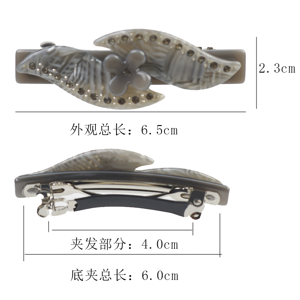 小号镶钻花朵后脑勺半扎弹簧夹一字夹优雅顶夹韩版轻巧女发卡发饰 - 图2