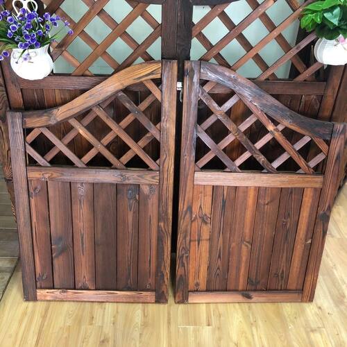 定制花园木门碳化防腐木栅栏围栏门户外庭院围墙院子篱笆护栏木门 - 图0