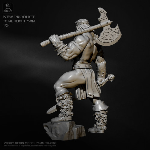 H75mm 1/24 ZBBOY监制 蛮族勇士  树脂兵人白模 TD-2589 - 图2
