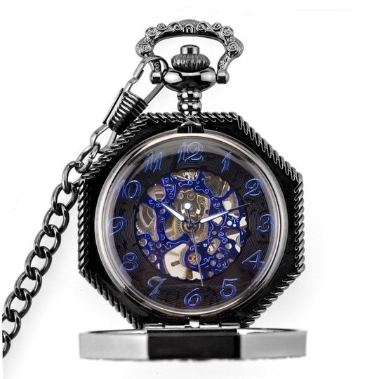 怀表复古翻盖机械怀表男女学生怀旧镂空雕花八角形项链挂表情侣表