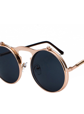 西与西里复古风哈雷硬核圆墨镜