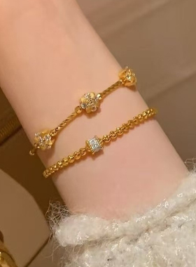 仿真黄金蹦迪转运珠叠戴手链女