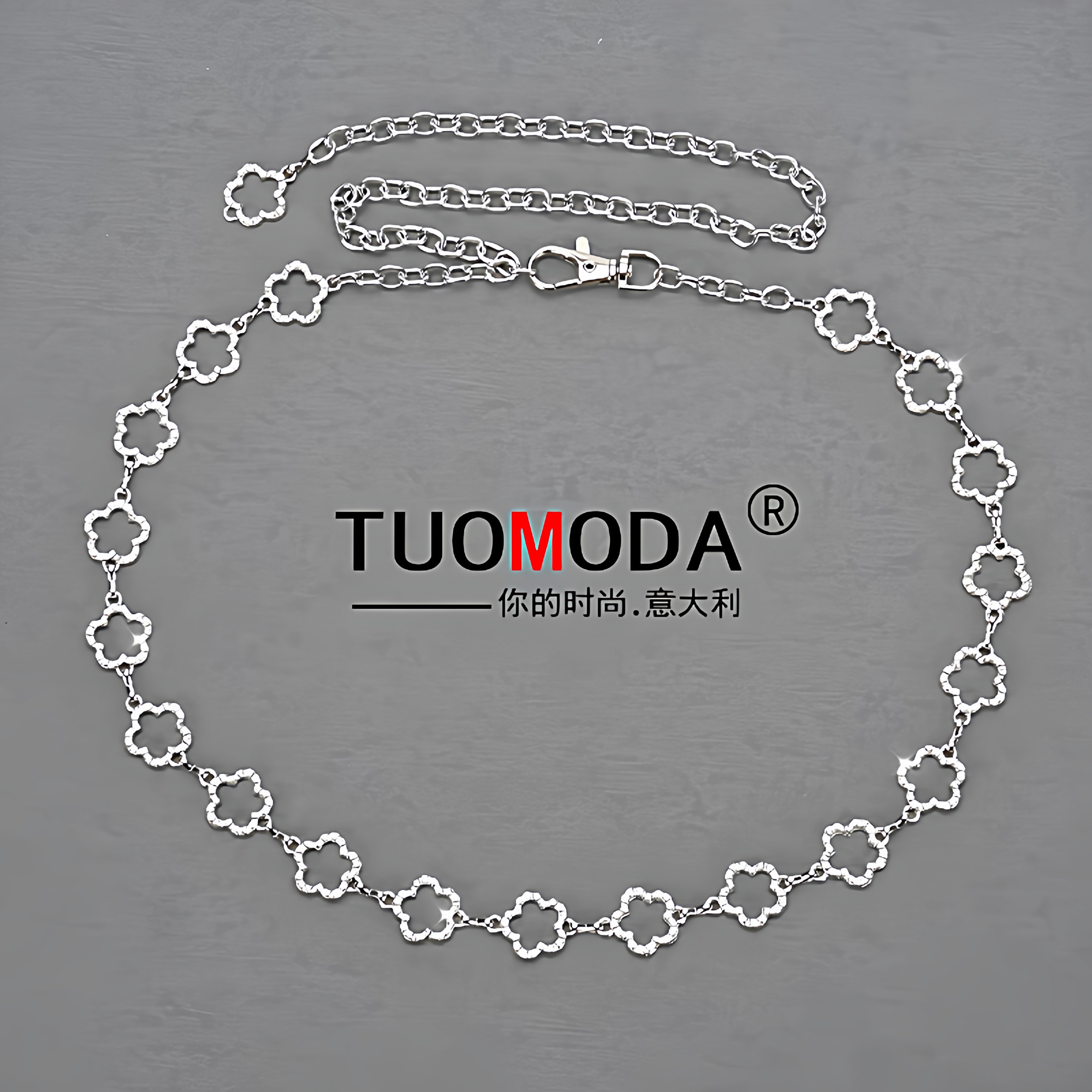 TUOMODA时尚品牌女士钛金属水晶钻连衣裙裙衫装饰腰带腰链