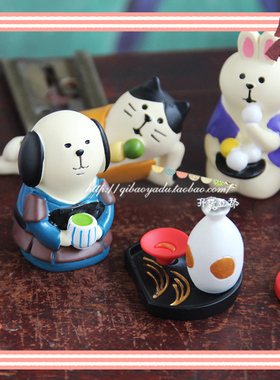 日式风decole中秋旅猫树脂摆件