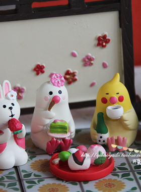 ins日式风文鸟樱花树脂桌面摆件