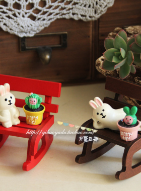 日式Zakka热销迷你雪橇木摇椅公仔娃娃配件装饰手办不是给人坐的