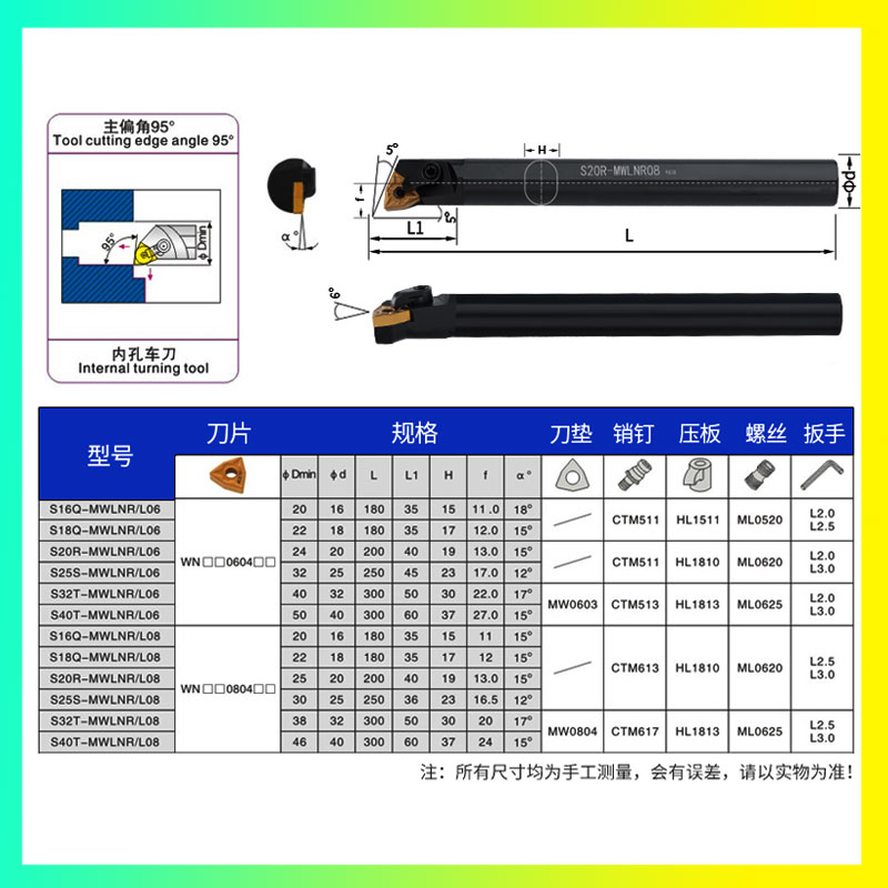 内孔刀杆95度S32T-S40U-S50V-S32T-S16Q-S18-S20R-S25S-MWLNR08 - 图0