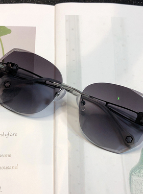 女有度数切边镶钻超轻平光太阳镜