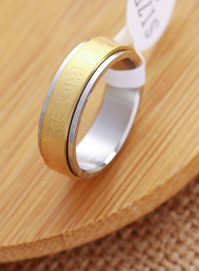 吊坠饰品黄财神指环钛钢戒指