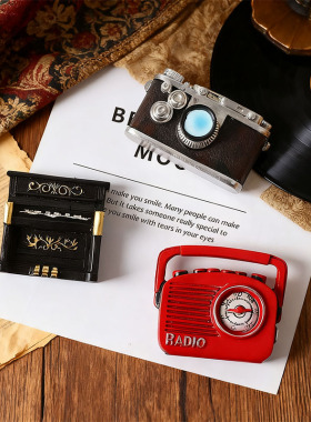 复古怀旧老式迷你微缩家电收音机打印机小摆件店铺橱窗客厅装饰品