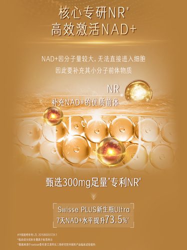 SwissePLUS斯维诗海外nad+新生瓶UltraNR时光胶囊含麦角硫因PQQ - 图0