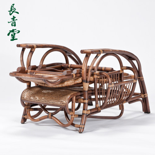 长青堂藤编躺椅折叠午休阳台天然藤椅子家用凉椅老人靠背椅午睡椅 - 图1