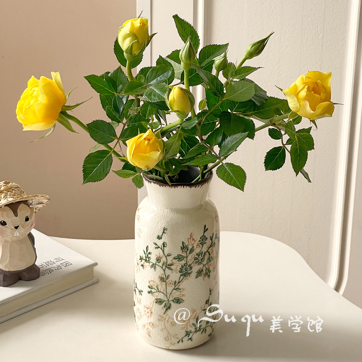 复古陶瓷小花瓶繁花冰裂纹水养插花客厅民宿书房装饰摆件美式乡村,淘宝优惠券,粉丝福利购,淘宝优惠卷