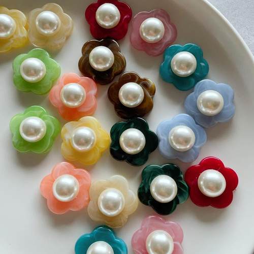 韩国进口双面珍珠花朵ins网红款手工diy饰品边夹碎发夹珍珠配件 - 图1