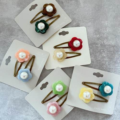 韩国进口双面珍珠花朵ins网红款手工diy饰品边夹碎发夹珍珠配件 - 图3