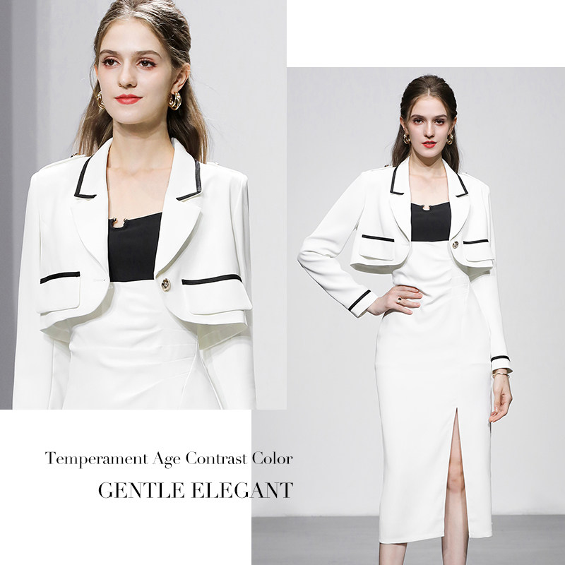 达菲时尚白色小西装短外套抹胸连衣裙包臀裙裙子套装2025秋冬新款,淘宝优惠券,粉丝福利购,淘宝优惠卷