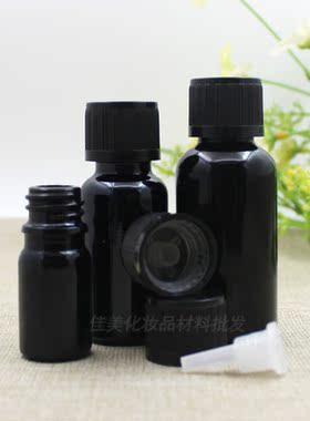 黑色光面玻璃精油瓶儿童安全盖