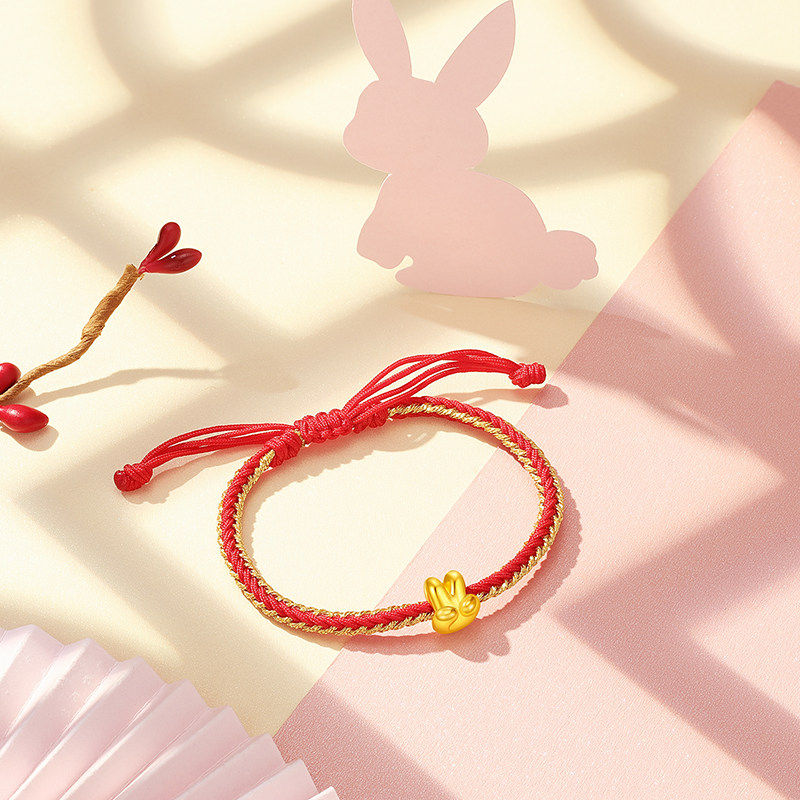 潮宏基比耶兔黄金足金兔生肖l手链 潮宏基珠宝定价黄金手链