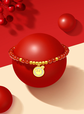 潮宏基蛋仔派对s925银玛瑙手链