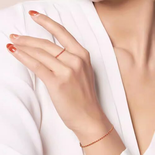 潮宏基至简黄18K金手绳手链小红绳叠戴送女友本命年生日礼物 - 图2