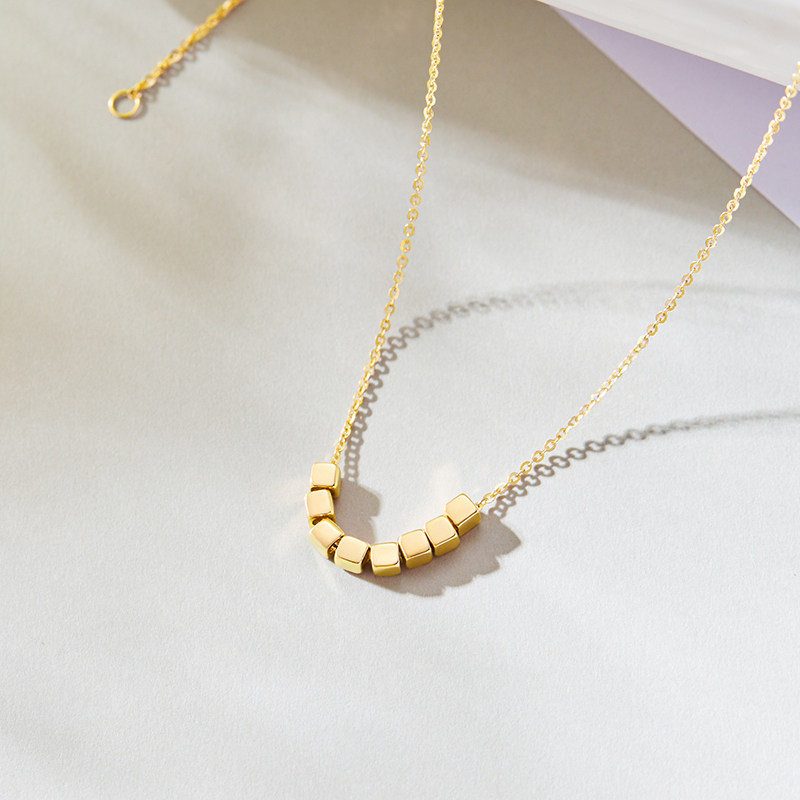 潮宏基18k金项链玫瑰金小红书方糖 潮宏基珠宝颈饰