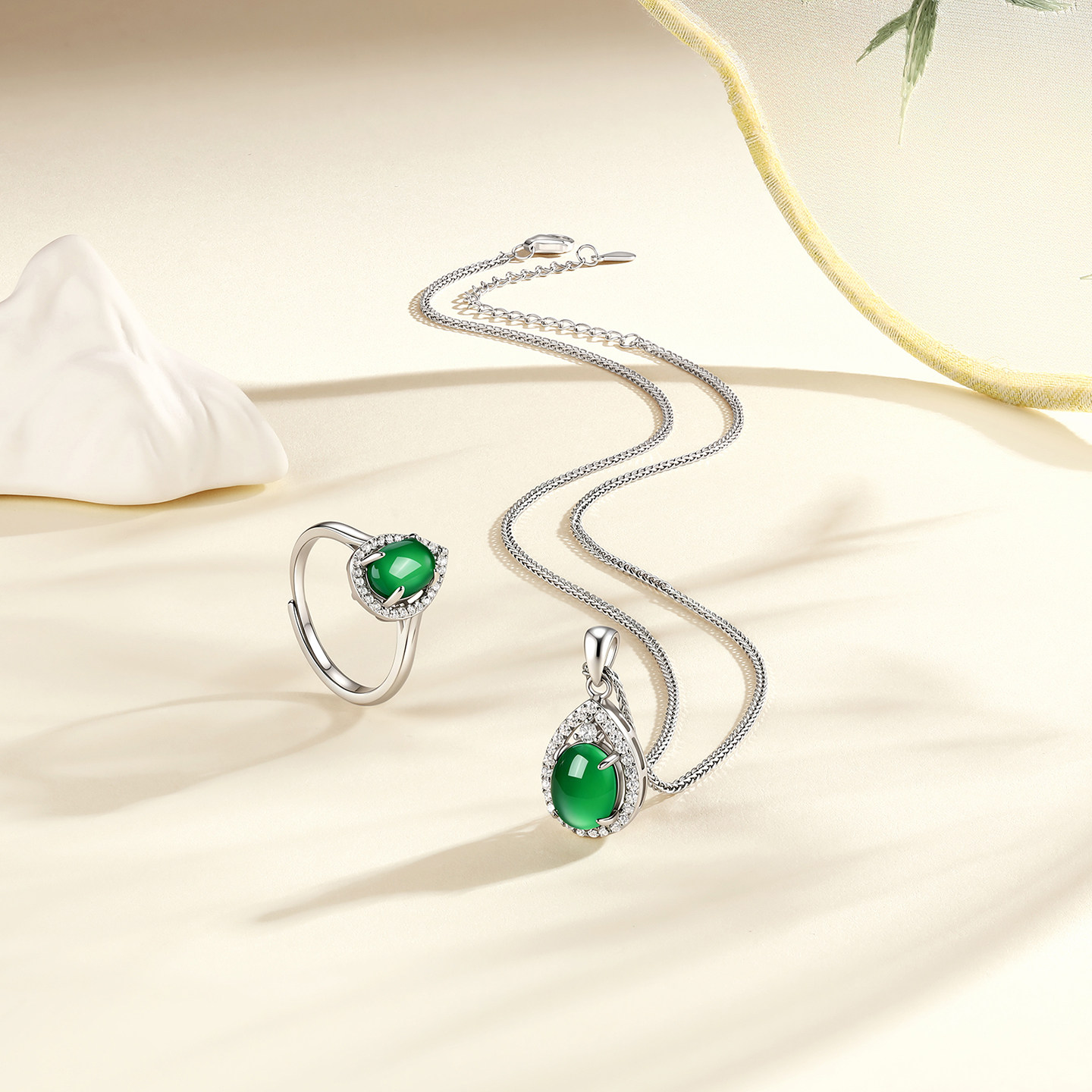 Chao Acer Qingyu s925 silver chalcedony necklace ring