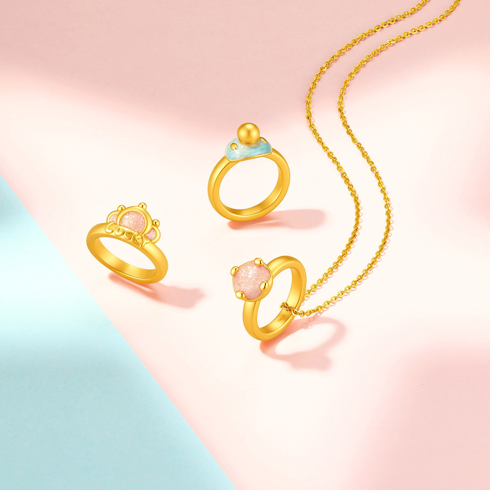 Trendy Acer fun pacifier gold pendant solid gold ring BB ring hard gold show big gilt color first birthday gift