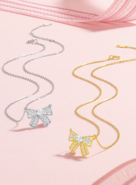 潮宏基小确幸s925银项链蝴蝶结