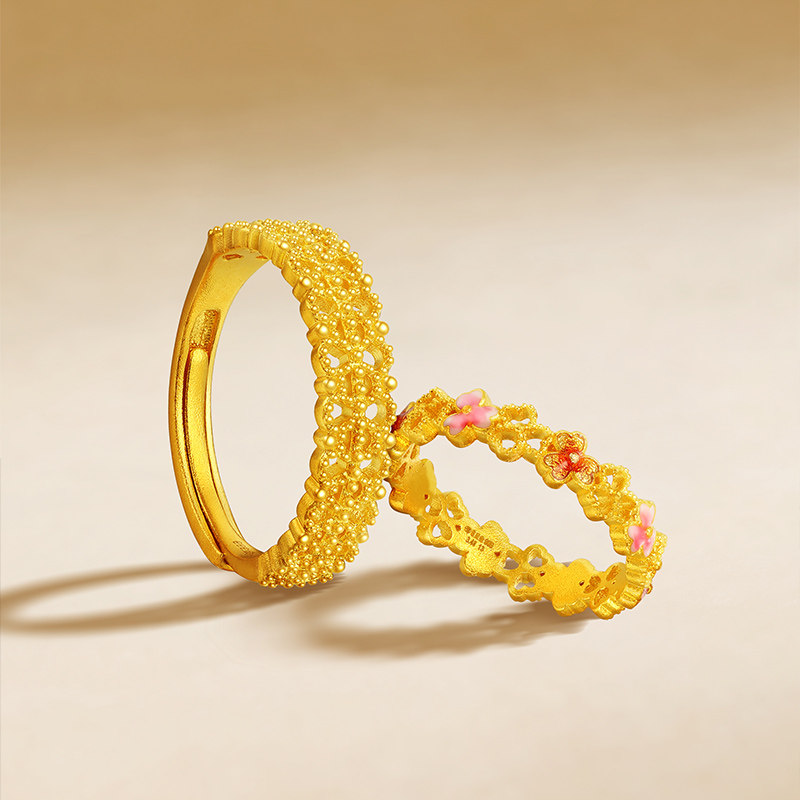 Chao Acer Intangible Cultural Heritage Filigree Thousand Gold Gold Ring Pure Gold Ring Lace Ring Bracelet High-end 5G Porphyrin