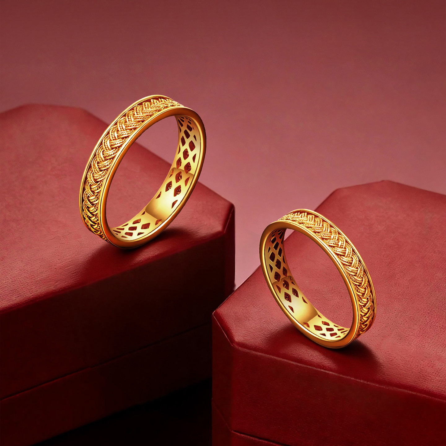 Chao Acer Sui Sui every year gold ring solid gold ring ring hand ornaments filigree wedding three gold birthday porphyrin