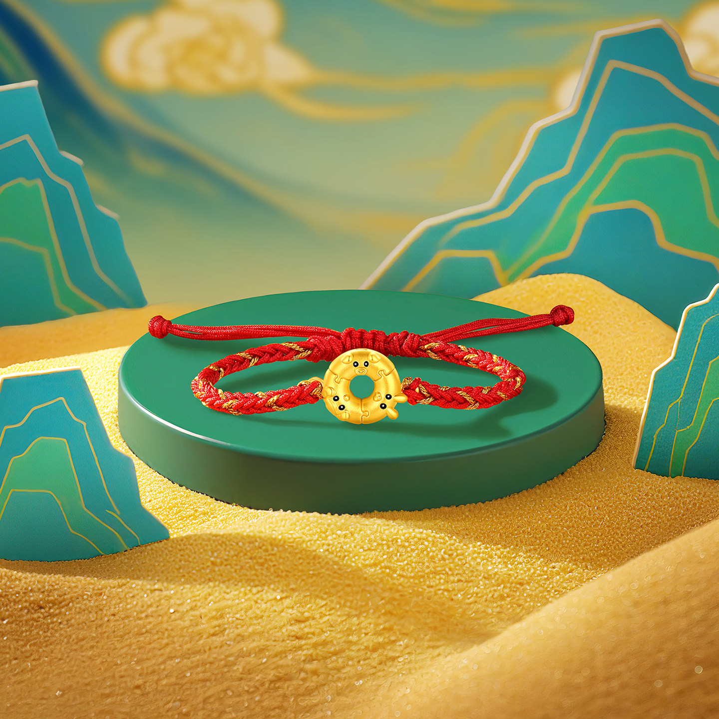 潮宏基好事发生甜甜圈三合足金手链黄金手绳转运串珠5D硬金生肖马,淘宝优惠券,粉丝福利购,淘宝优惠卷