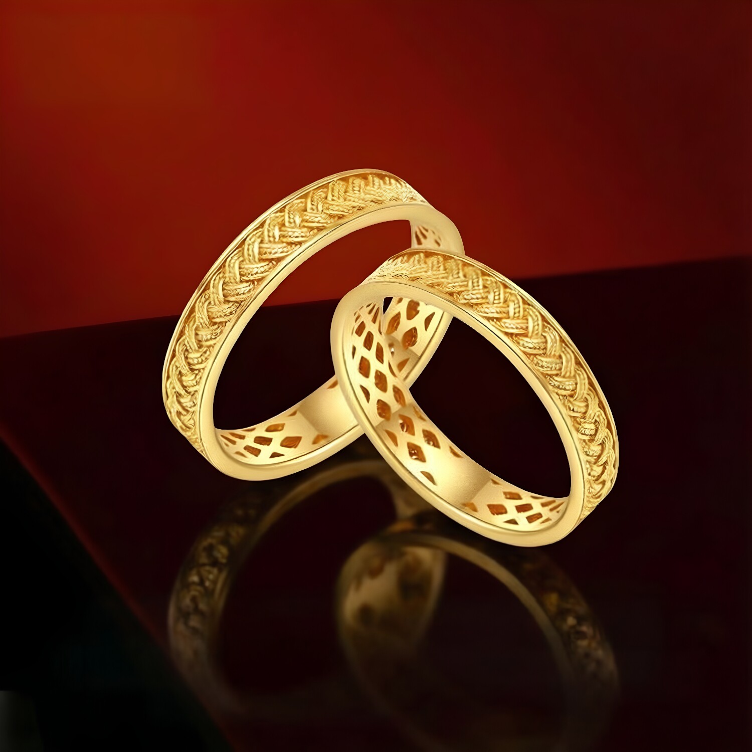Chao Acer Sui Sui every year gold ring solid gold ring ring hand ornaments filigree wedding three gold birthday porphyrin