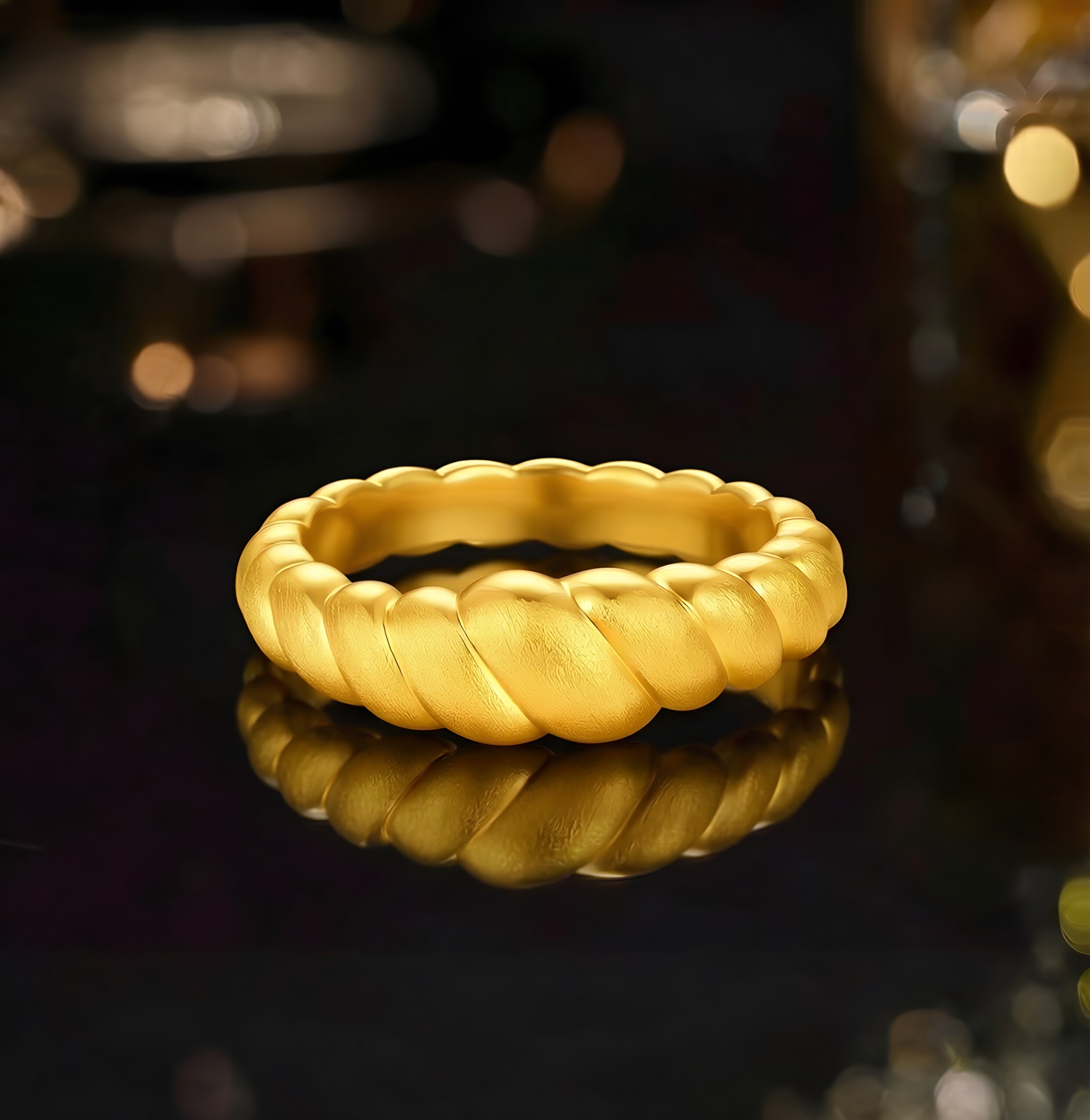 Chao Acer Royal Style Dolphin Back Gold Ring Pure Gold Ring Plain Ring Hand Decoration 5D High-end Feeling Birthday Gift