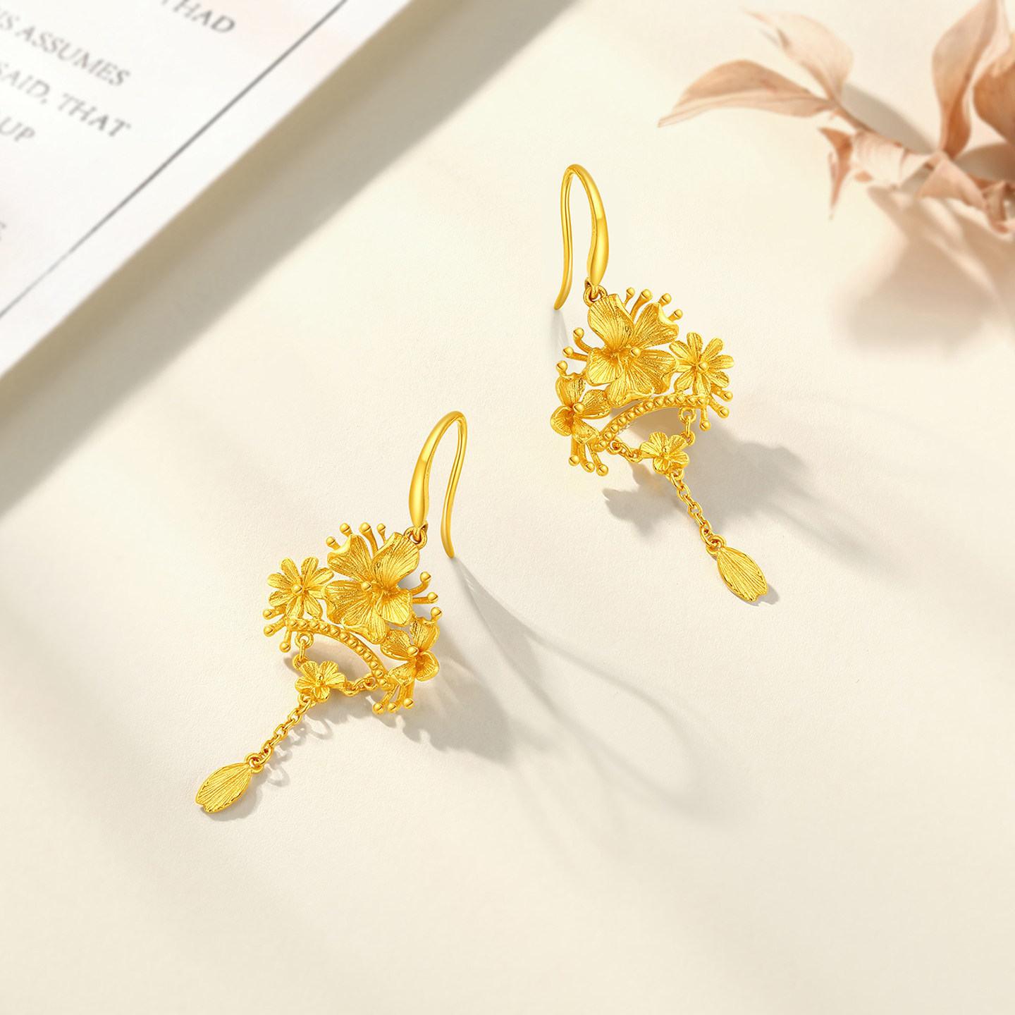 潮宏基足金耳饰黄金耳钩耳环新中式三金婚庆结婚礼物情人节 计价,淘宝优惠券,粉丝福利购,淘宝优惠卷