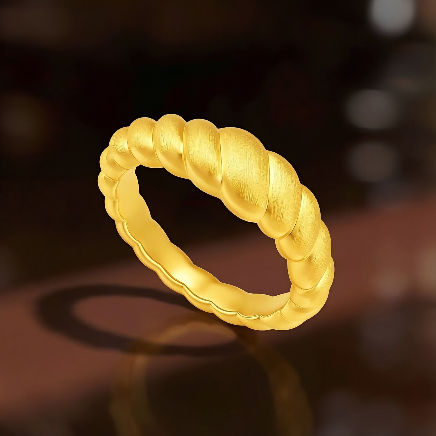 Chao Acer Royal Style Dolphin Back Gold Ring Pure Gold Ring Plain Ring Hand Decoration 5D High-end Feeling Birthday Gift