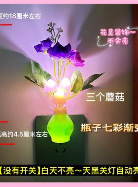 牡丹花卧室小夜灯灯儿童光控睡眠家居装饰节能灯LED创意喂奶感应
