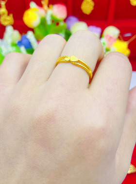 沙金戒指女镀18K百搭礼物首饰