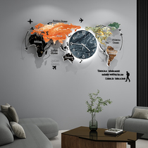 Creative clock hanging clock Living room World map modern minimalist atmosphere Home Fashion 2023 new clock wall light