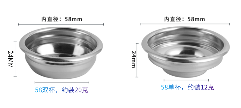 适用格米莱/火箭/爱宝/惠家/咖啡机配件粉碗滤杯单杯双人58MM无底-图2