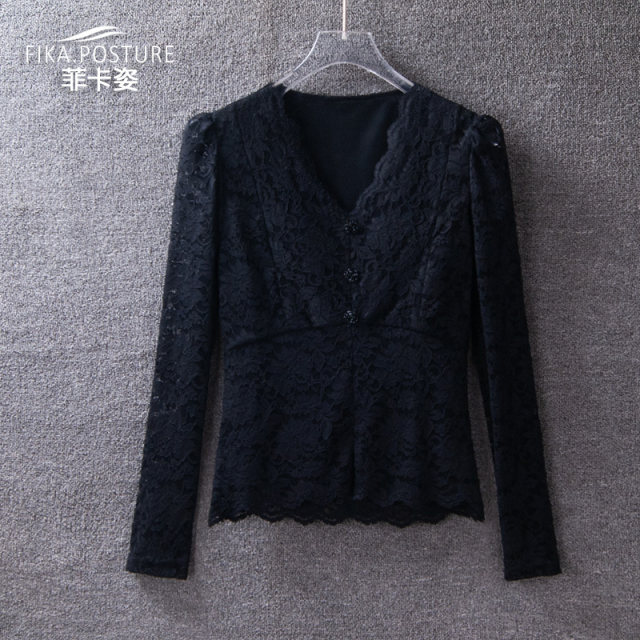 Beige pure lust style lace shirt shirt women's new spring small shirt
