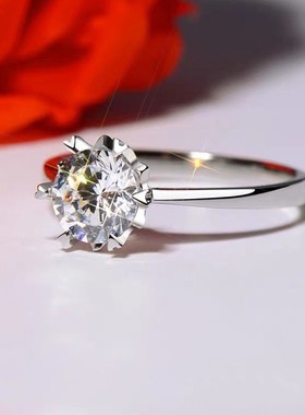 直臂无钻雪花闪耀百搭爱心戒指