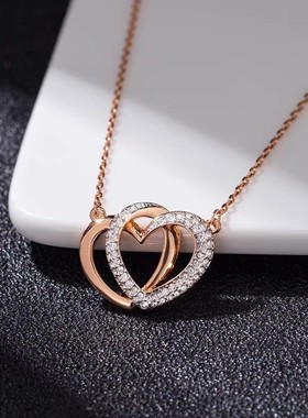 满钻交叉爱心吊坠项链