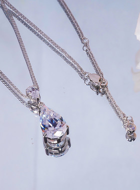 简约5克拉单钻水滴锁骨链