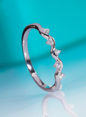 chin莫桑钻波浪三爪戒指